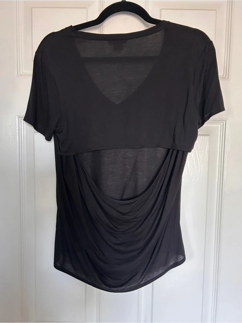 Helmut Lang Black Open Back V-neck T-shirt